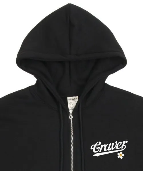 GRAVER  |[GRAVER]★BASEBALL LOGO FLOWER SMILE HOODED ZIP UP