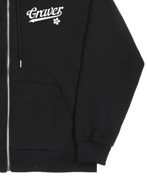 GRAVER  |[GRAVER]★BASEBALL LOGO FLOWER SMILE HOODED ZIP UP