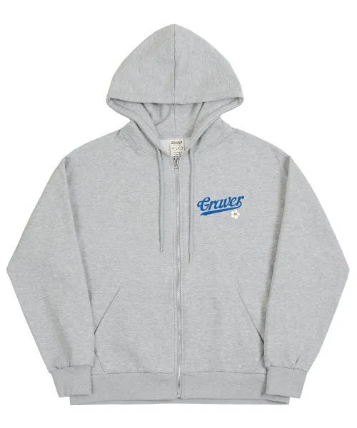 GRAVER  |[GRAVER]★BASEBALL LOGO FLOWER SMILE HOODED ZIP UP