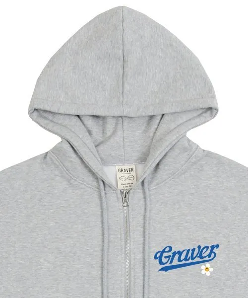 GRAVER  |[GRAVER]★BASEBALL LOGO FLOWER SMILE HOODED ZIP UP