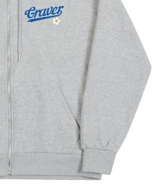 GRAVER  |[GRAVER]★BASEBALL LOGO FLOWER SMILE HOODED ZIP UP