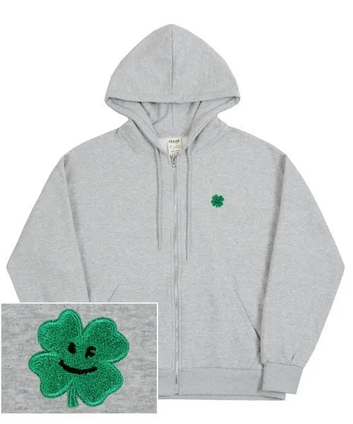 GRAVER  |[GRAVER]★CLOVER SMILE EMBROIDERY HOODED ZIP UP