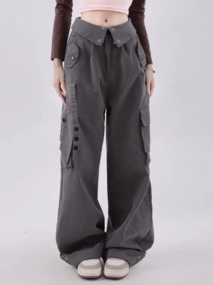 High Waisted Baggy Vintage Tooling Cargo Pants