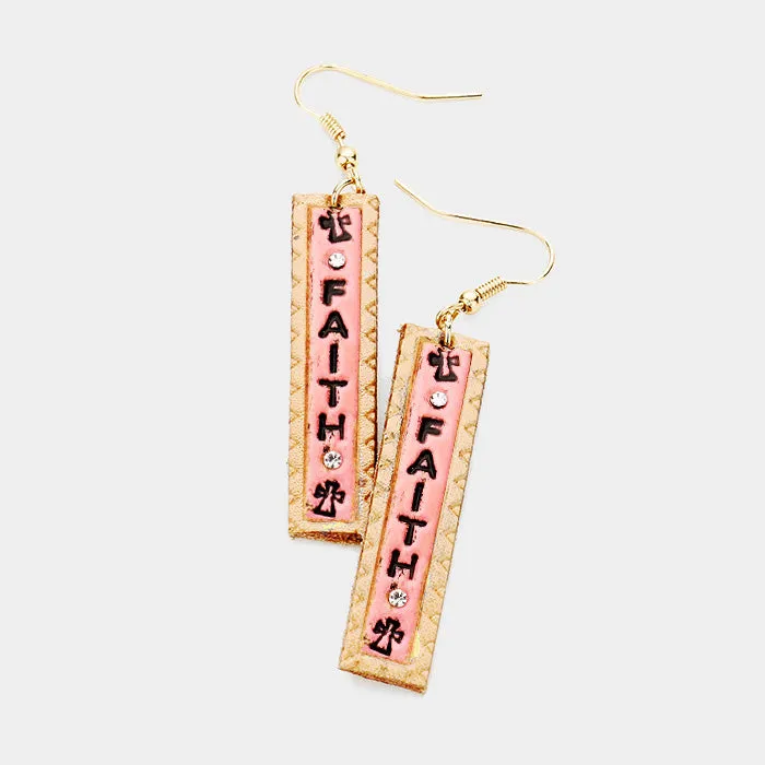 iLLASPARKZ Faith Genuine Leather Bar Dangle Earrings