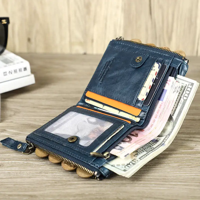 INSTOCK - Black Angel Genuine Leather Men's Wallet Short Fashion