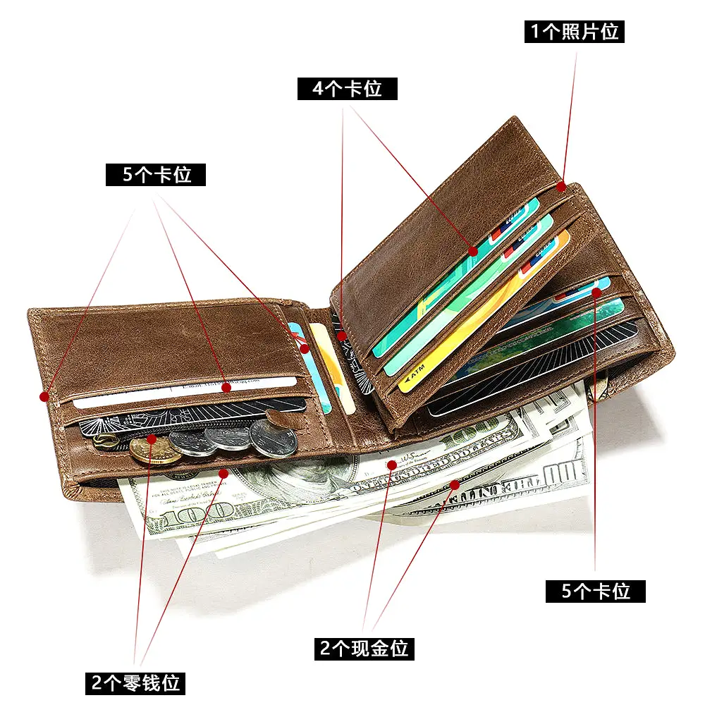 INSTOCK-Genuine leather multi-card slot men's wallet purse