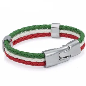 Italian Flag Leather Unisex Bracelet