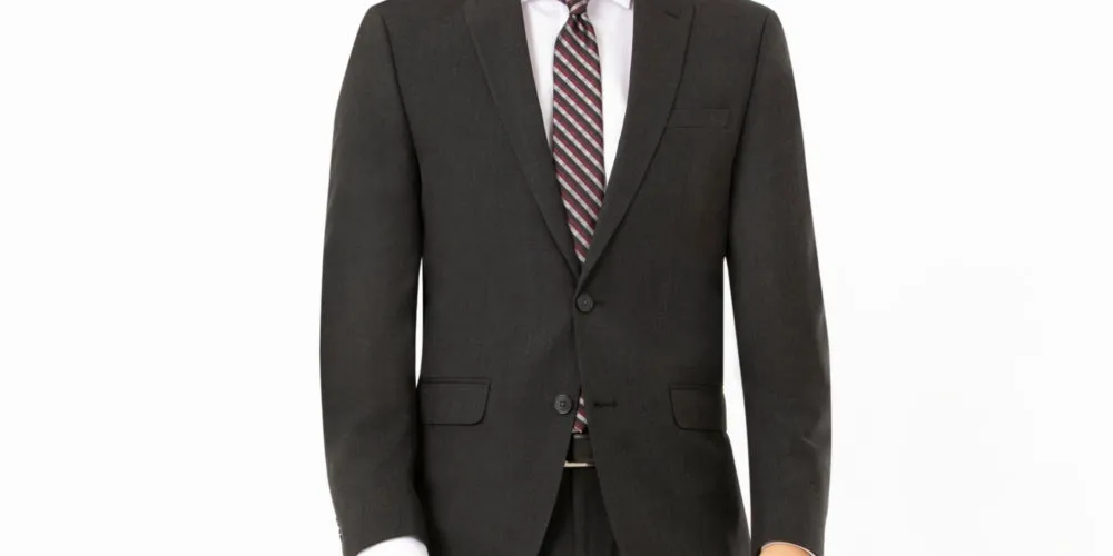 IZOD Men's Sharkskin Classic Fit Tailored Suit Gray Size 43