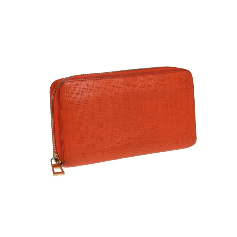 Loewe Orange Texture Leather Wallet Zip Around