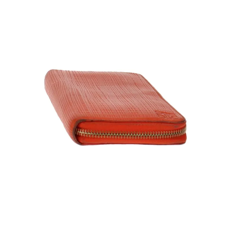 Loewe Orange Texture Leather Wallet Zip Around