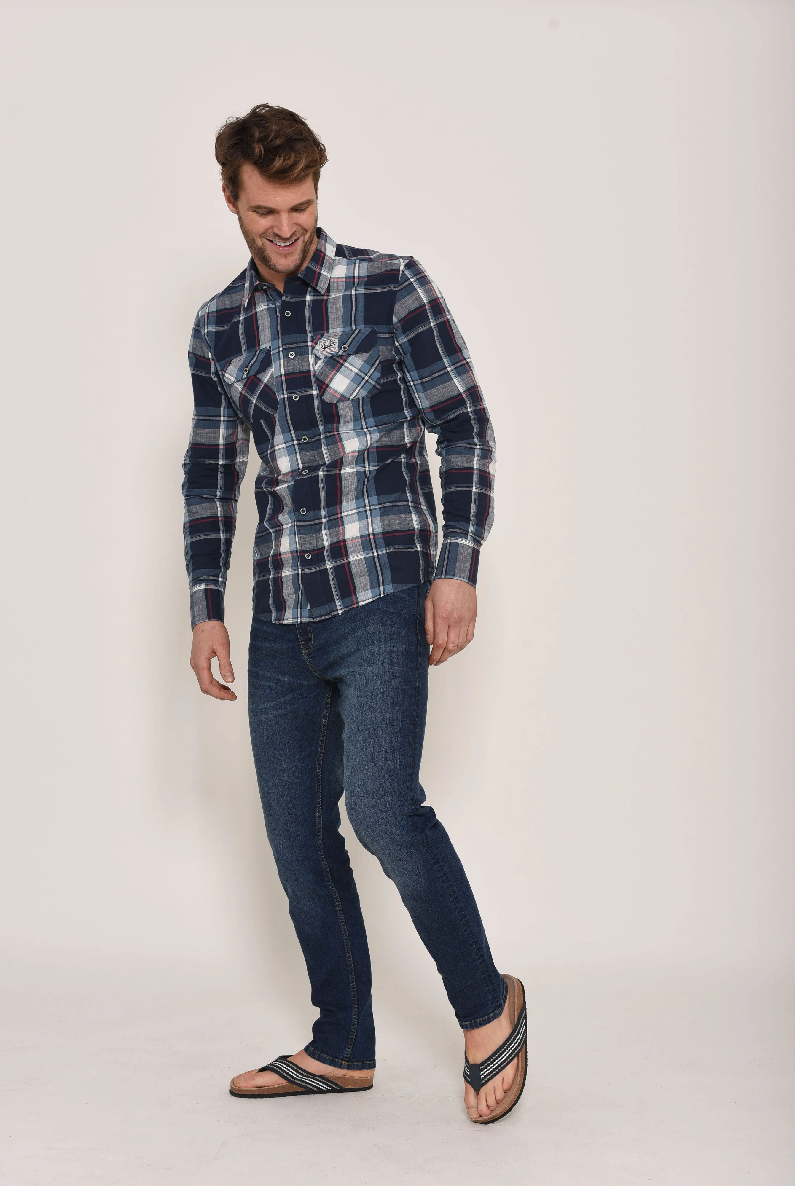 Long Sleeve Shirt Blue Check