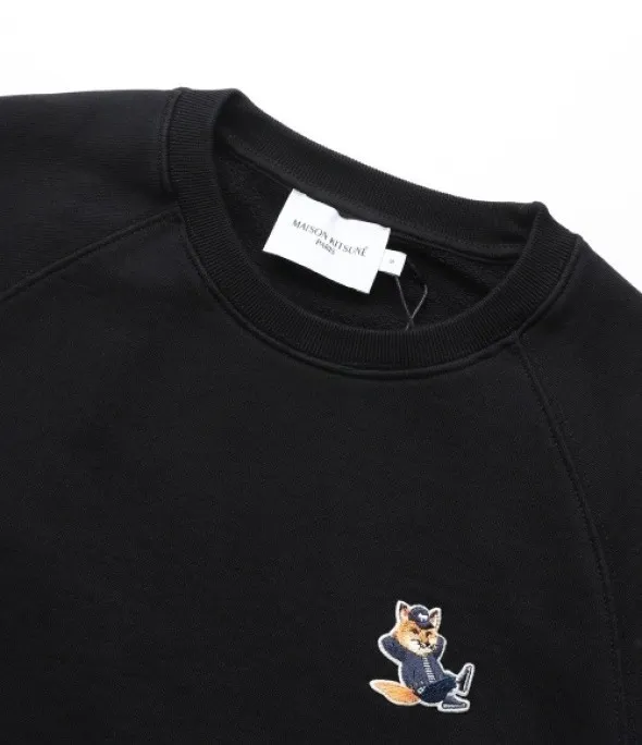 MAISON KITSUNE  |Long Sleeves Plain Cotton Logo Hoodies & Sweatshirts