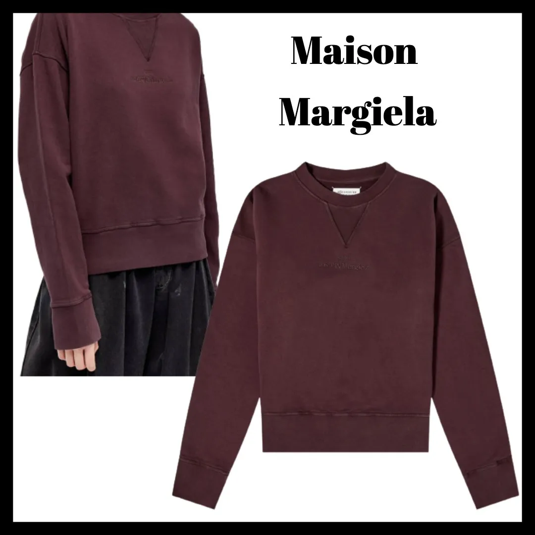 Maison Margiela  |Sweat U-Neck Long Sleeves Plain Cotton Logo