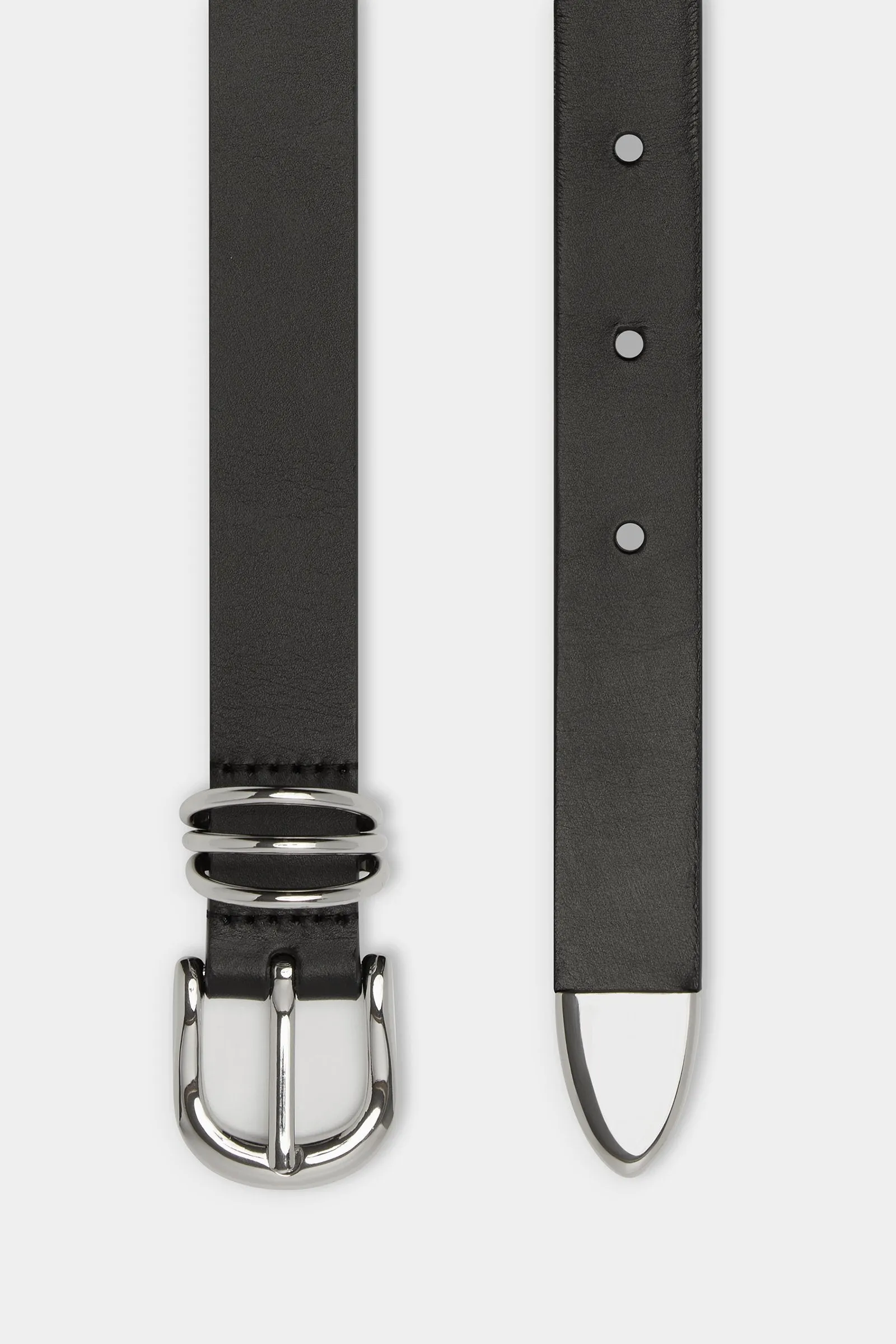 Metal Trim Leather Belt