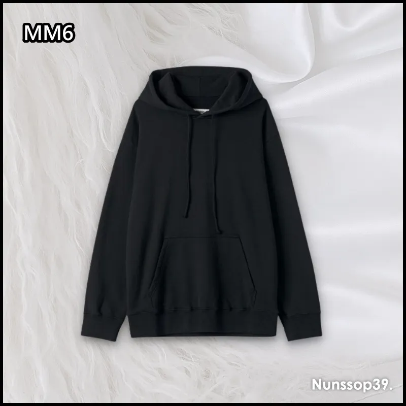 MM6 Maison Margiela  |Street Style Long Sleeves Plain Cotton Logo Hoodies