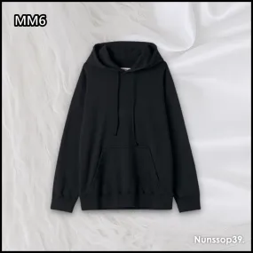 MM6 Maison Margiela  |Street Style Long Sleeves Plain Cotton Logo Hoodies