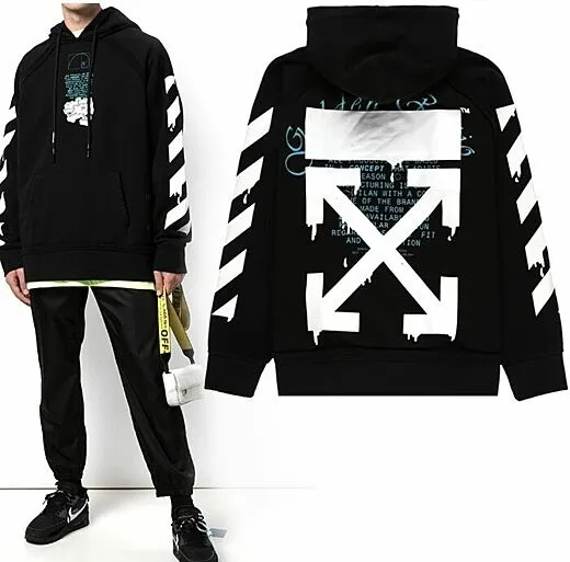 Off-White  |Street Style Long Sleeves Cotton Logo Skater Style Hoodies