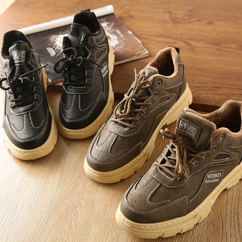 Outdoor Sneaker Mens Work Shoes Plush fleece to keep warm Anti-slip and wear-resistant