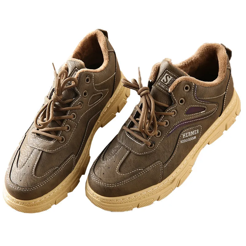 Outdoor Sneaker Mens Work Shoes Plush fleece to keep warm Anti-slip and wear-resistant