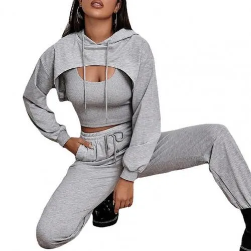 Pants Set Solid Color Woman Clothing Sports Tracksuit for Women