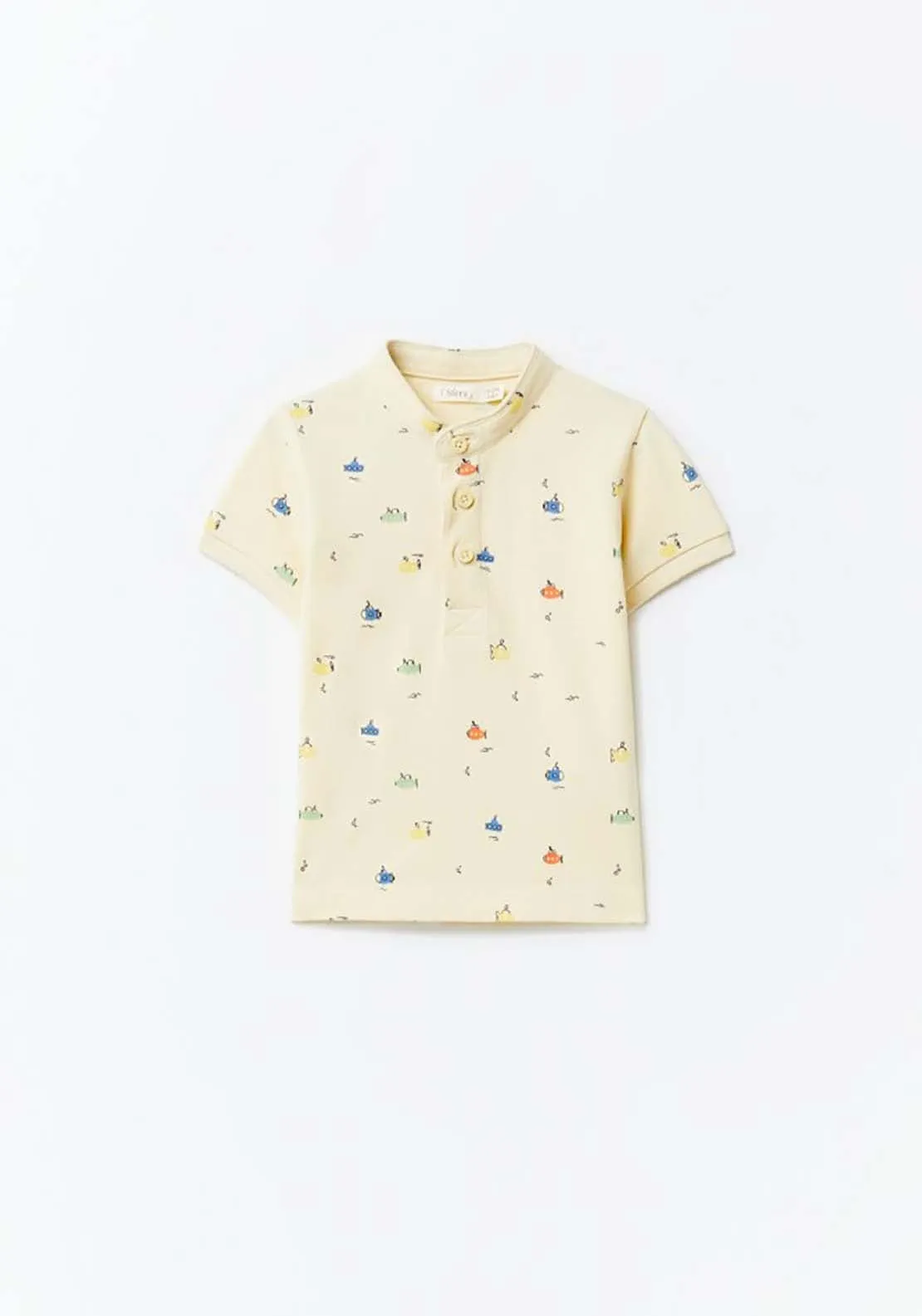 Printed Grandfather Shirt - Yellow