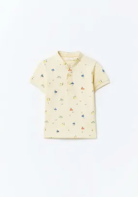 Printed Grandfather Shirt - Yellow