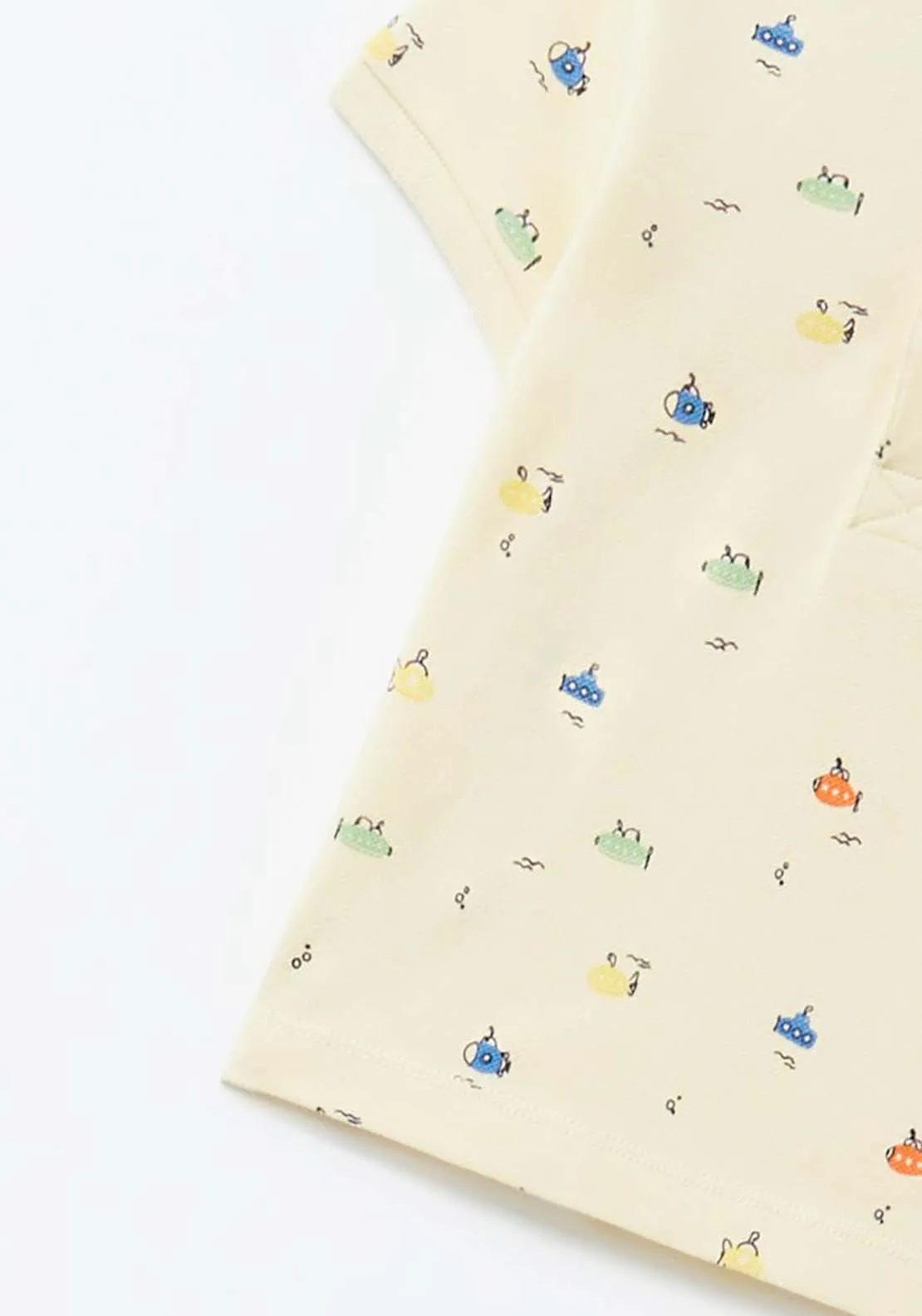 Printed Grandfather Shirt - Yellow