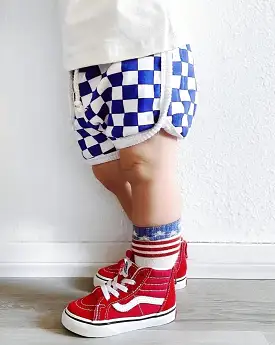 Retro Checkered Shorts | Dark Blue