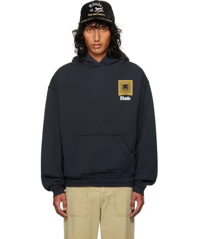 Rhude Black Chevron Logo Repeat Hoodie