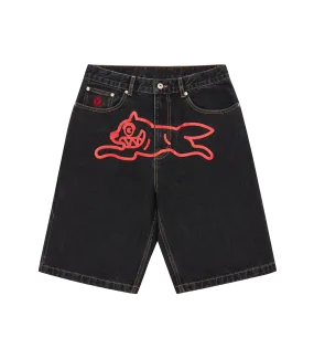 RUNNING DOG DENIM SHORTS - BLACK