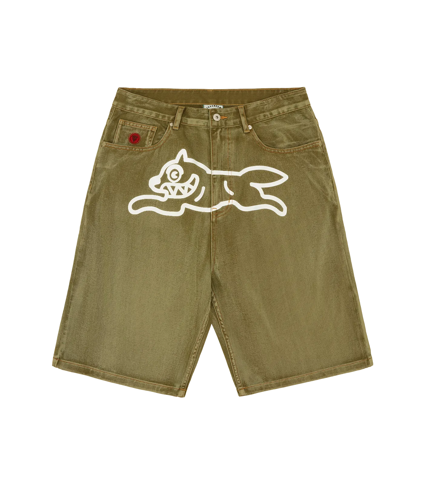 RUNNING DOG DENIM SHORTS - GREEN