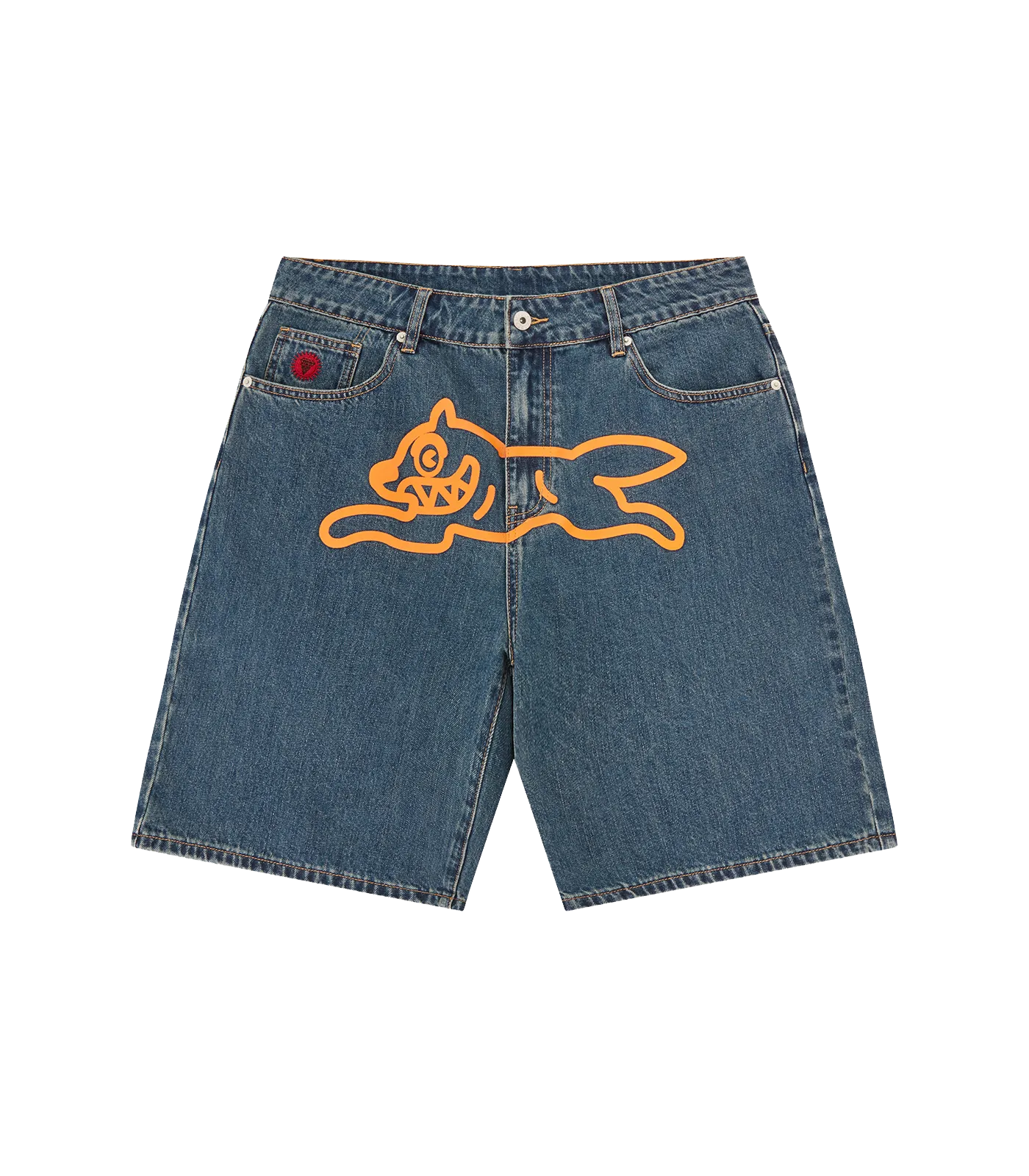 RUNNING DOG DENIM SHORTS - MID WASH BLUE