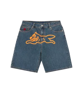 RUNNING DOG DENIM SHORTS - MID WASH BLUE