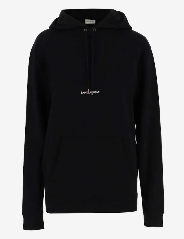 Saint Laurent  |Long Sleeves Plain Cotton Logo Hoodies & Sweatshirts