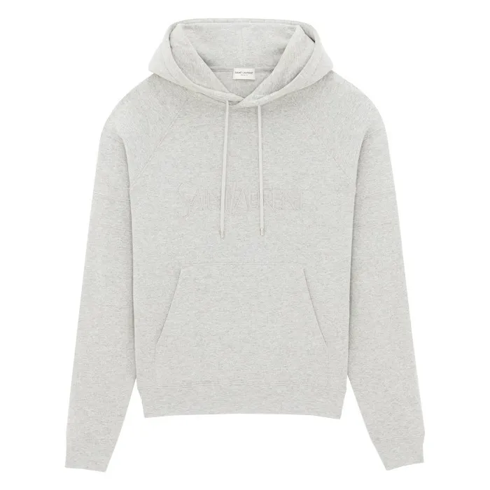 Saint Laurent  |Street Style Long Sleeves Plain Cotton Logo Luxury Hoodies