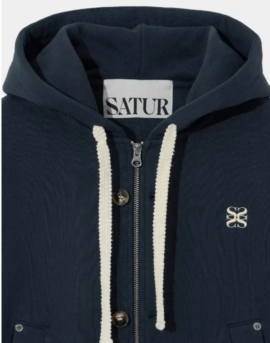 SATUR  |Street Style Cotton Logo Hoodies & Sweatshirts