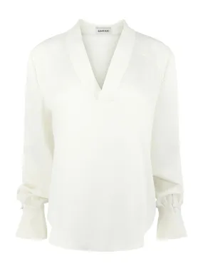 Simkhai Maisey Long Sleeve V-Neck Blouse in Ivory