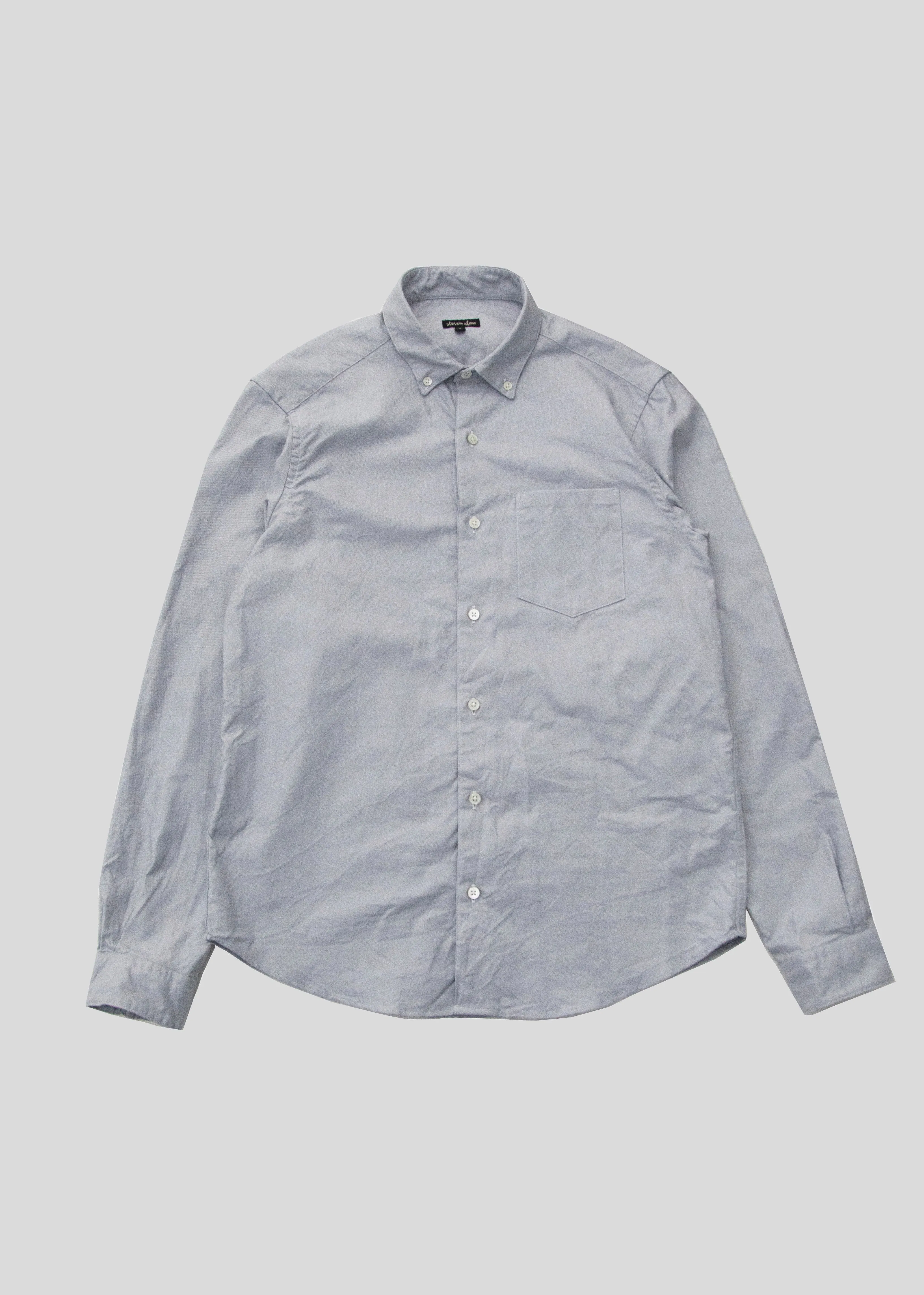 Single Needle Shirt, Grey Crinkle Twill