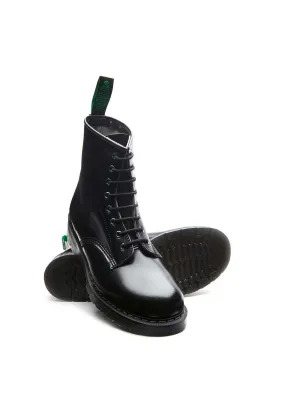 Solovair - Black Vegan Hi-Shine 8 Eye Derby Boot | Dark Ages