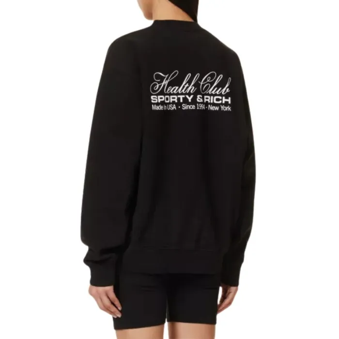 Sporty & Rich  |Crew Neck Long Sleeves Plain Logo Hoodies & Sweatshirts