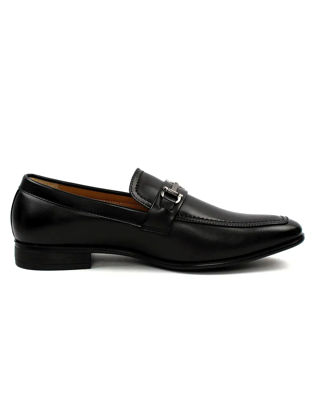 Square Toe Black Moccasin With Buckle