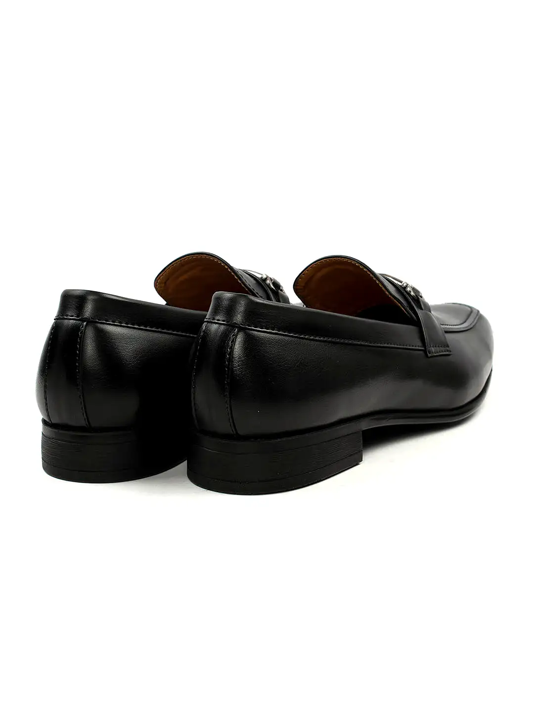 Square Toe Black Moccasin With Buckle