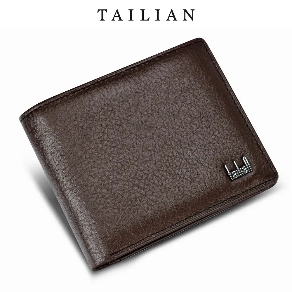 Tailian classic genuine leather men's short wallet