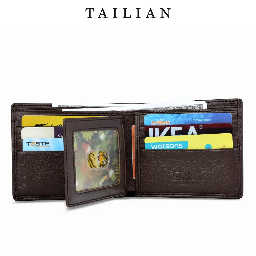 Tailian classic genuine leather men's short wallet