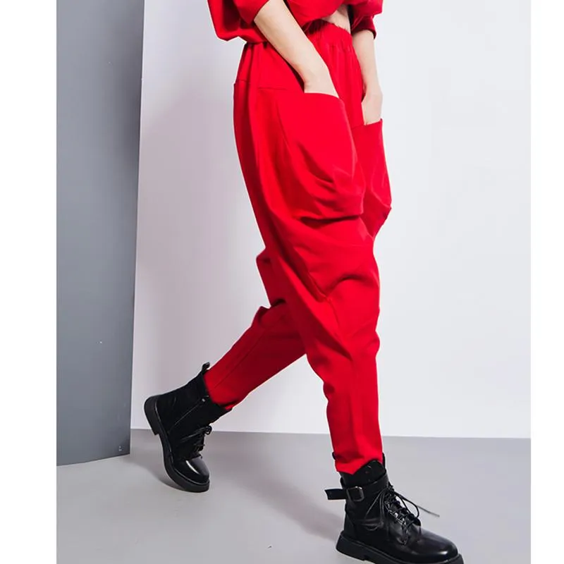 Tanaka Pocket High Waist Harem Pants - Red