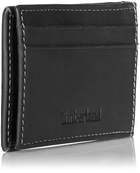 Timberland Premium Genuine Leather Black Flip Clip Wallet