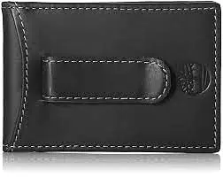 Timberland Premium Genuine Leather Black Flip Clip Wallet