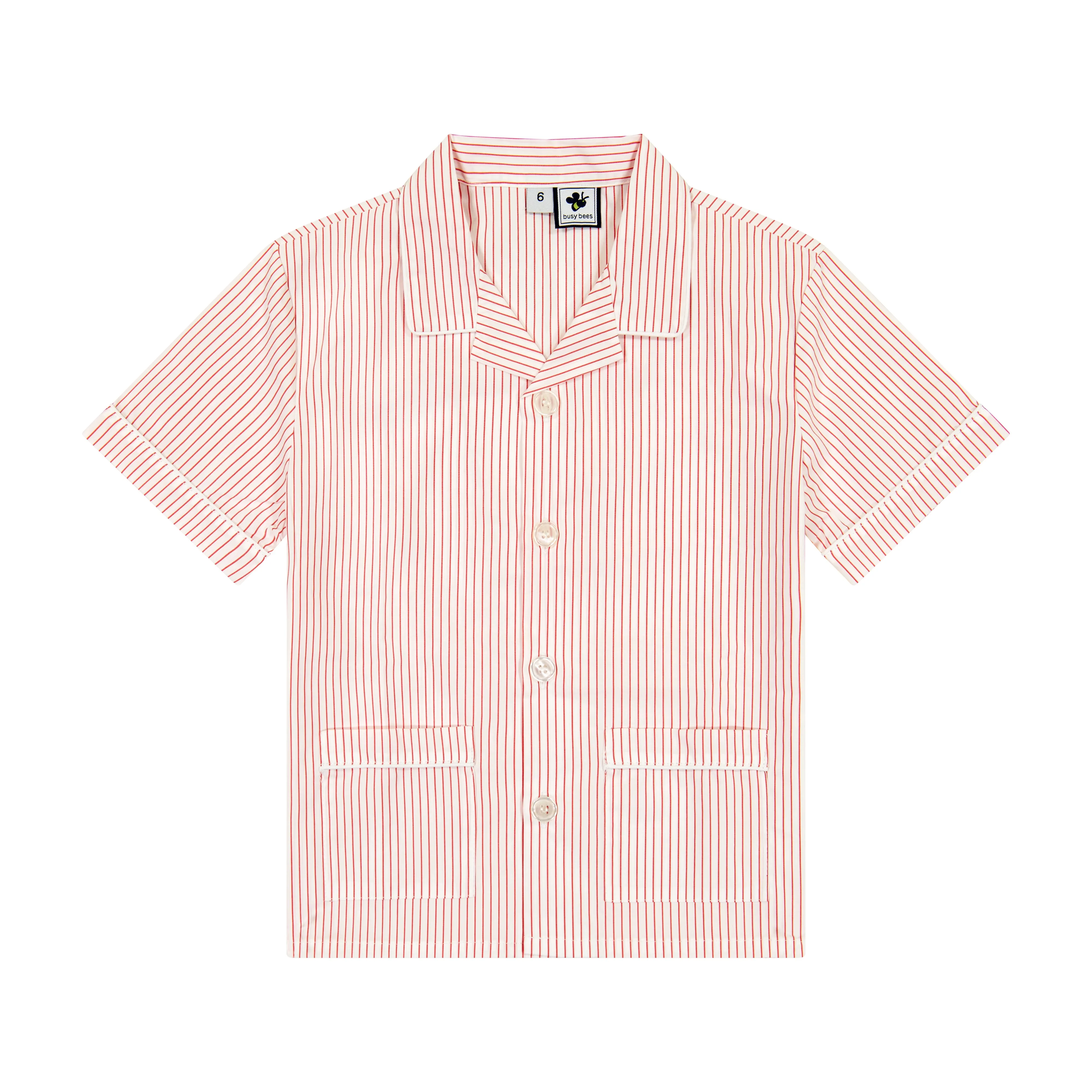 Tucker 2 Piece Short Sleeve Lounge Set Red Stripe