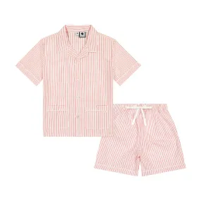 Tucker 2 Piece Short Sleeve Lounge Set Red Stripe