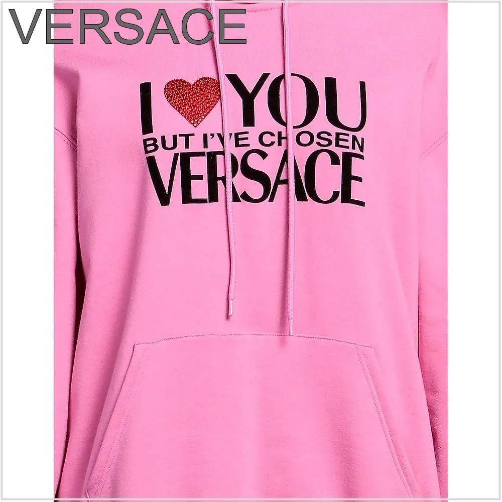 VERSACE  |Street Style Long Sleeves Cotton Logo Hoodies & Sweatshirts